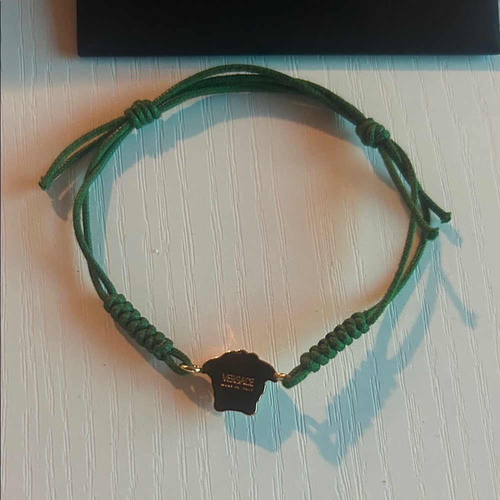 Versace Green Cord Bracelet with Gold Charm - Picture 7 of 8
